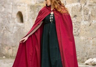 Middeleeuwse Katoenen Cape in Rood, 131 cm