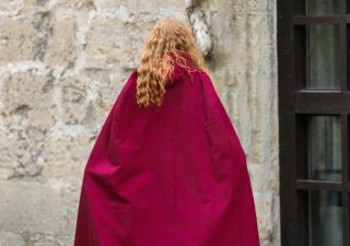 Middeleeuwse Katoenen Cape in Rood, 131 cm