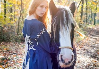 Mittelalterkleid Blau/Natur