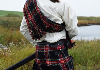 8 Yard Kilt, Schottenrock, Black Stewart Tartan