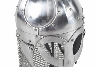 ​Wikinger Brillenhelm, 2 mm Stahl, mit Kettenbrünne und Wangenklappen