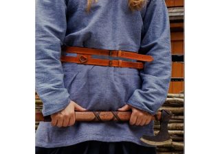 Viking lederen dubbele Riem in cognac bruin