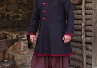 Rus Viking Kaftan/Mantel Jakub in zwart/Bordeaux