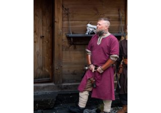 Viking-Romeins-Middeleeuwse Tuniek, Katoen in Rood