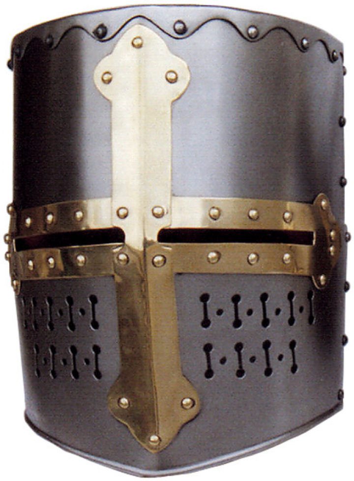 Tempelritter Topfhelm mit Messingkreuz 