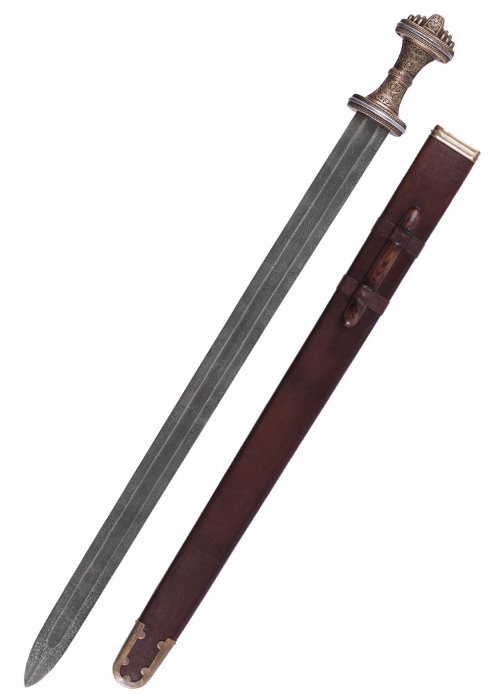 Angelsaksisch Fetter Lane-zwaard met Schede, 8e eeuws, Damascus-staal