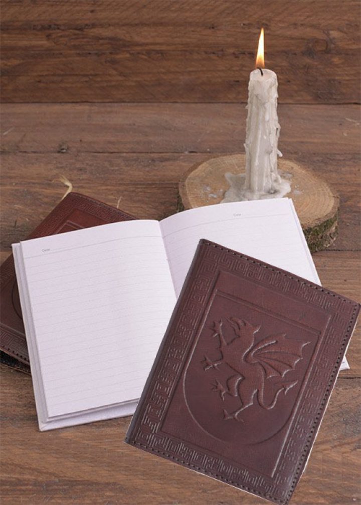 Drachen Notizbuch mit Schutzeinband aus geprägtem Leder