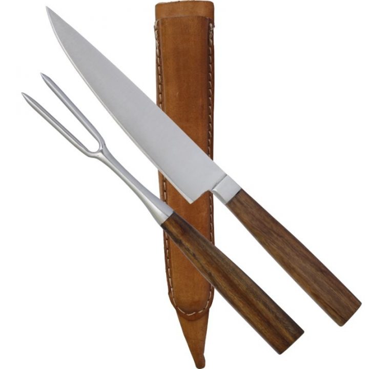 Mittelalter Besteckset mit gabel und Messer mit lederhulle