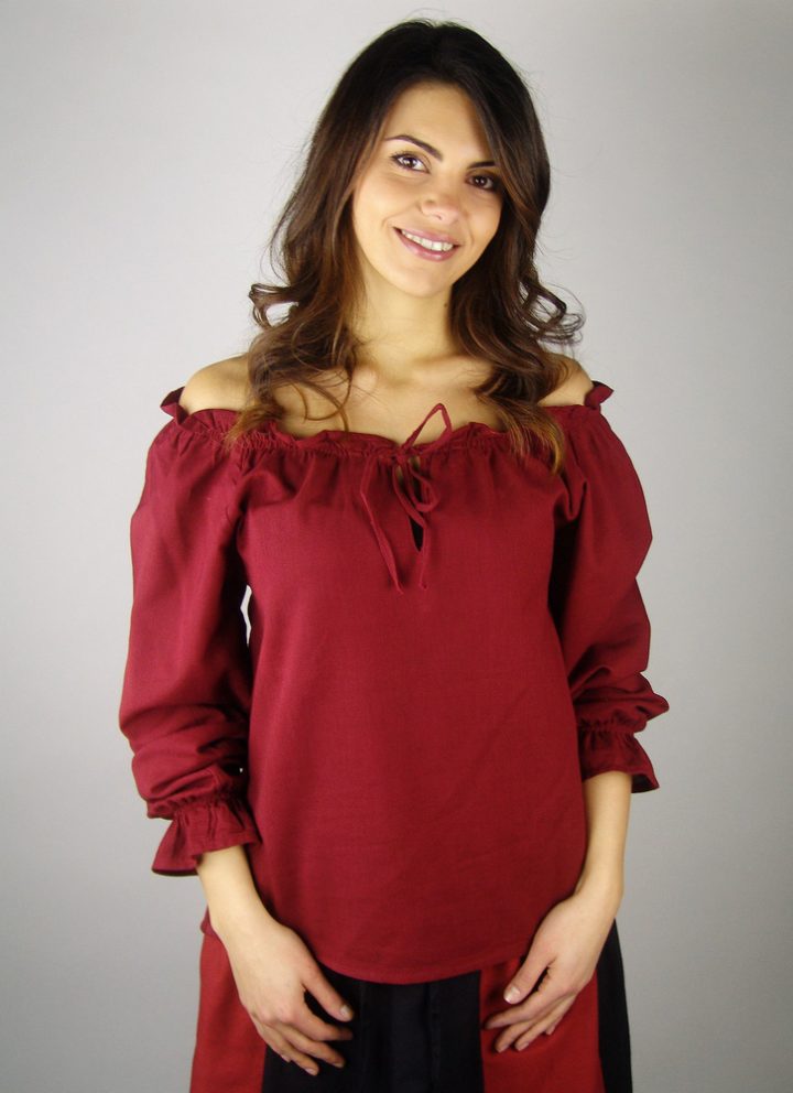 ​Middeleeuwse Dames Blouse in Rood