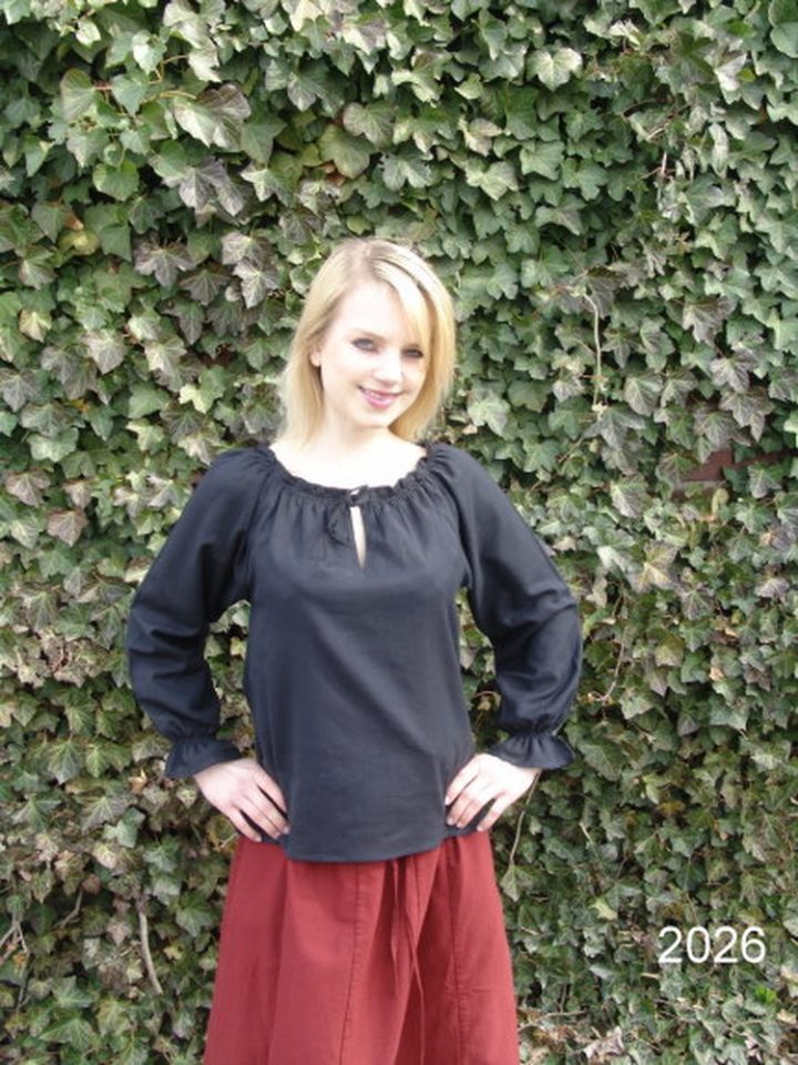 ​Middeleeuwse Dames Blouse in Zwart