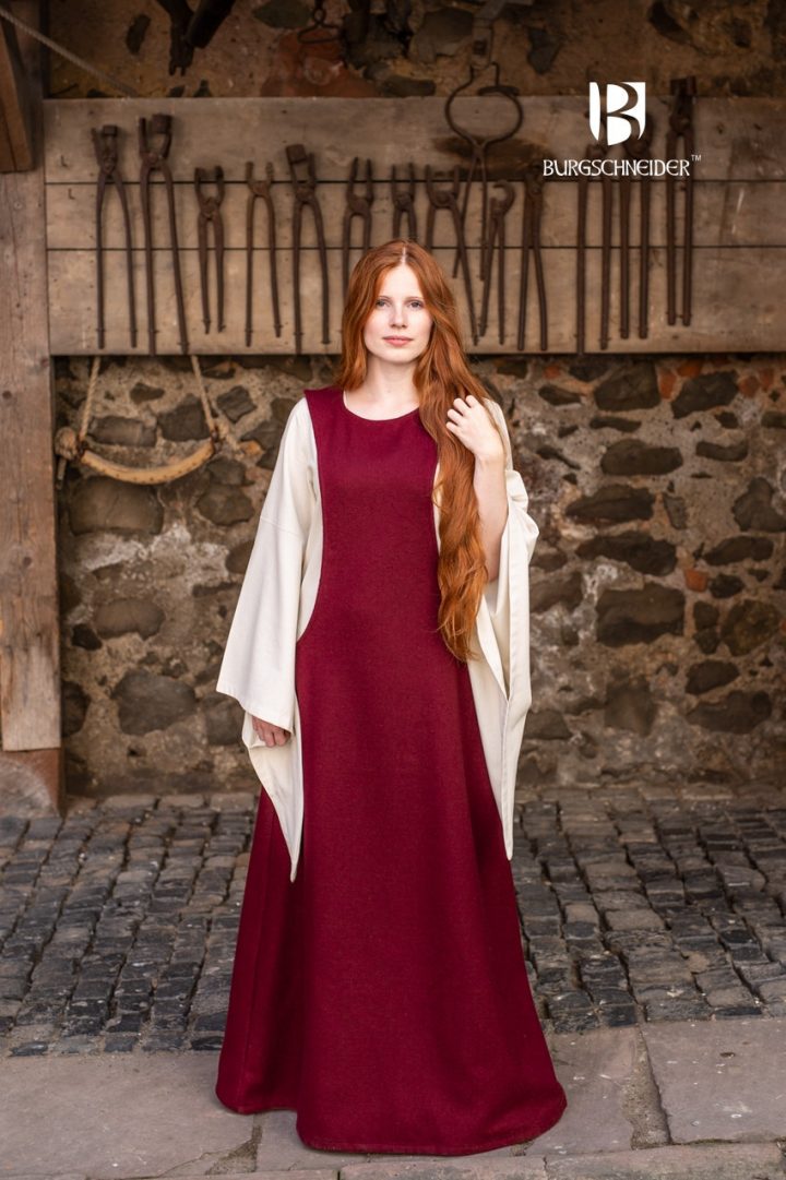 Mittelalterliche Surcot Albrun in Wolle in Rot