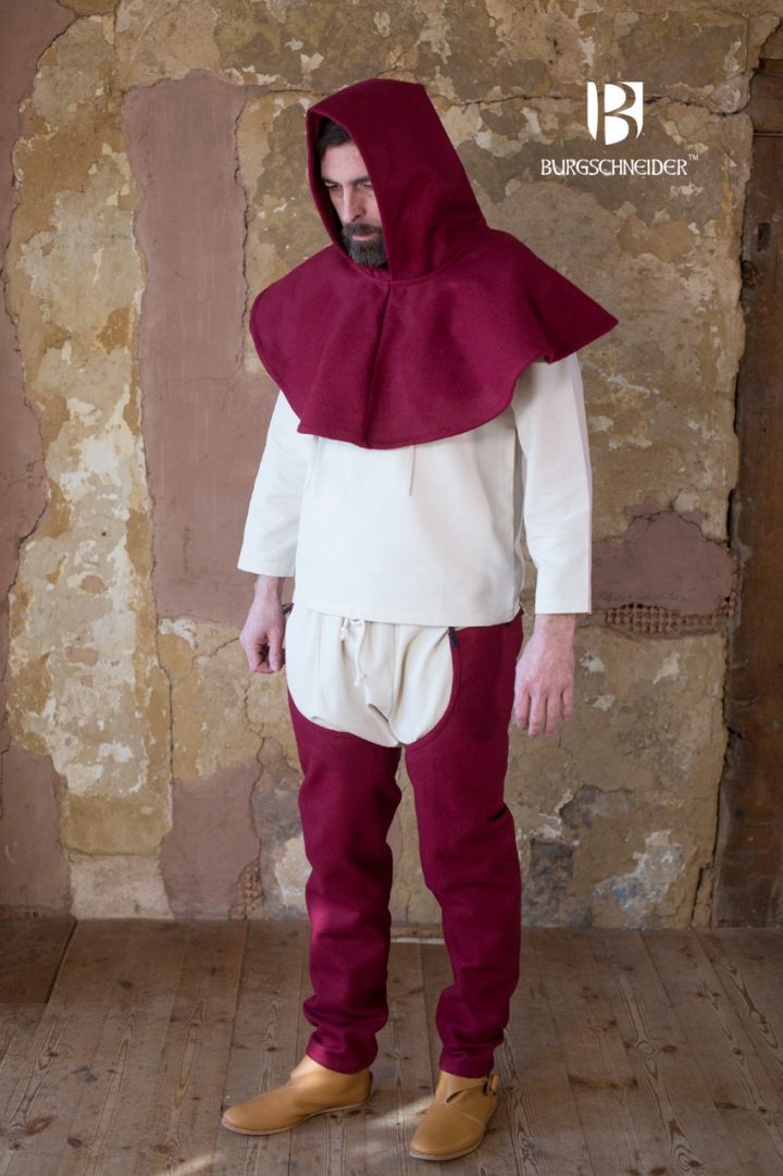 Mittelalterlicher Chapron Cucullus aus Wolle in Rot