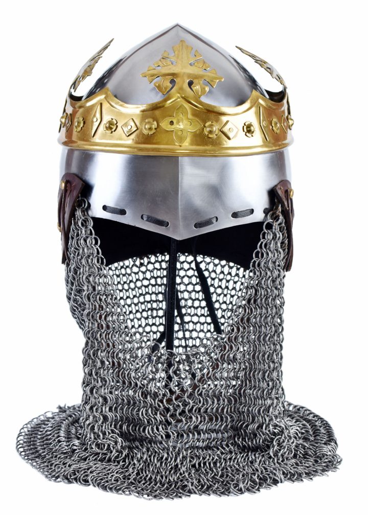 Helm von Robert Bruce, Mittelalter-Beckenhaube mit Brünne, 1,6 mm Stahl, 14Jh.-15Jh.