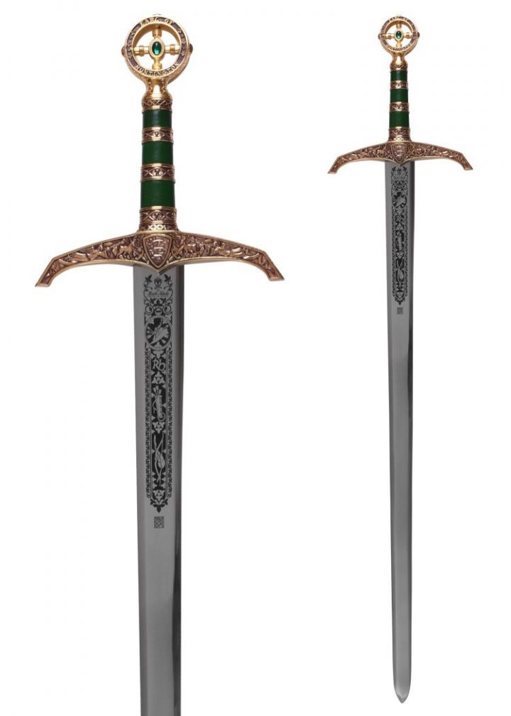 Schwert Robin Hood, goldfarben, mit Zierätzung