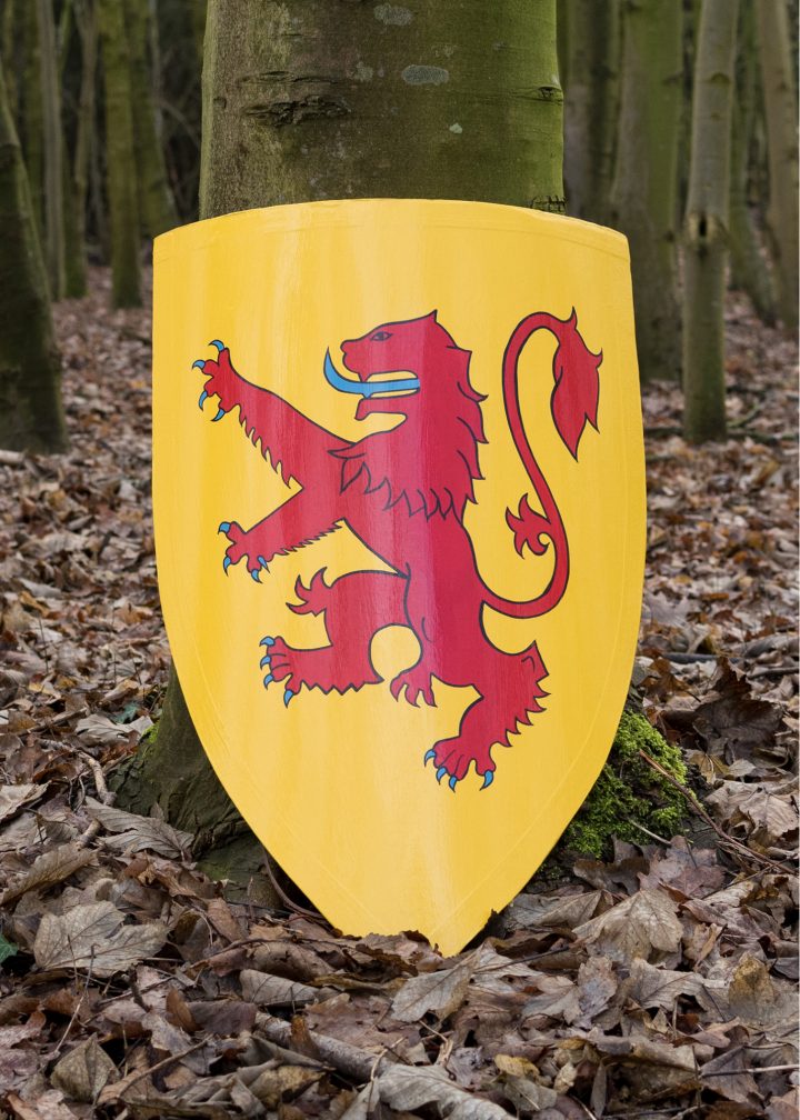 ​Schild van Robert The Bruce, van hout en beschilderd