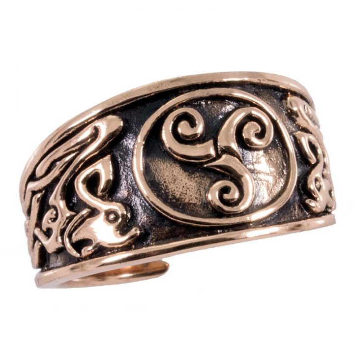 Keltischer Triskele Ring in Bronze Klein
