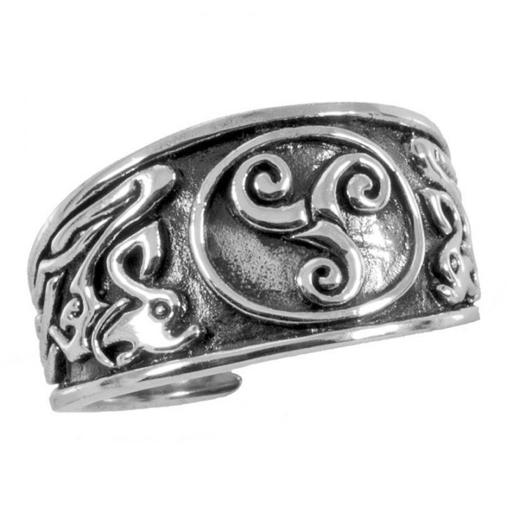 Keltischer Triskele Ring in Silber Gross
