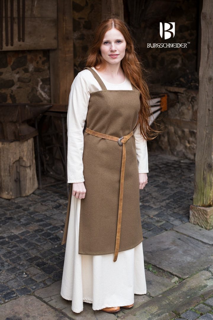 Viking Dames Overkleed Jodis in Wol en Herfstgroen