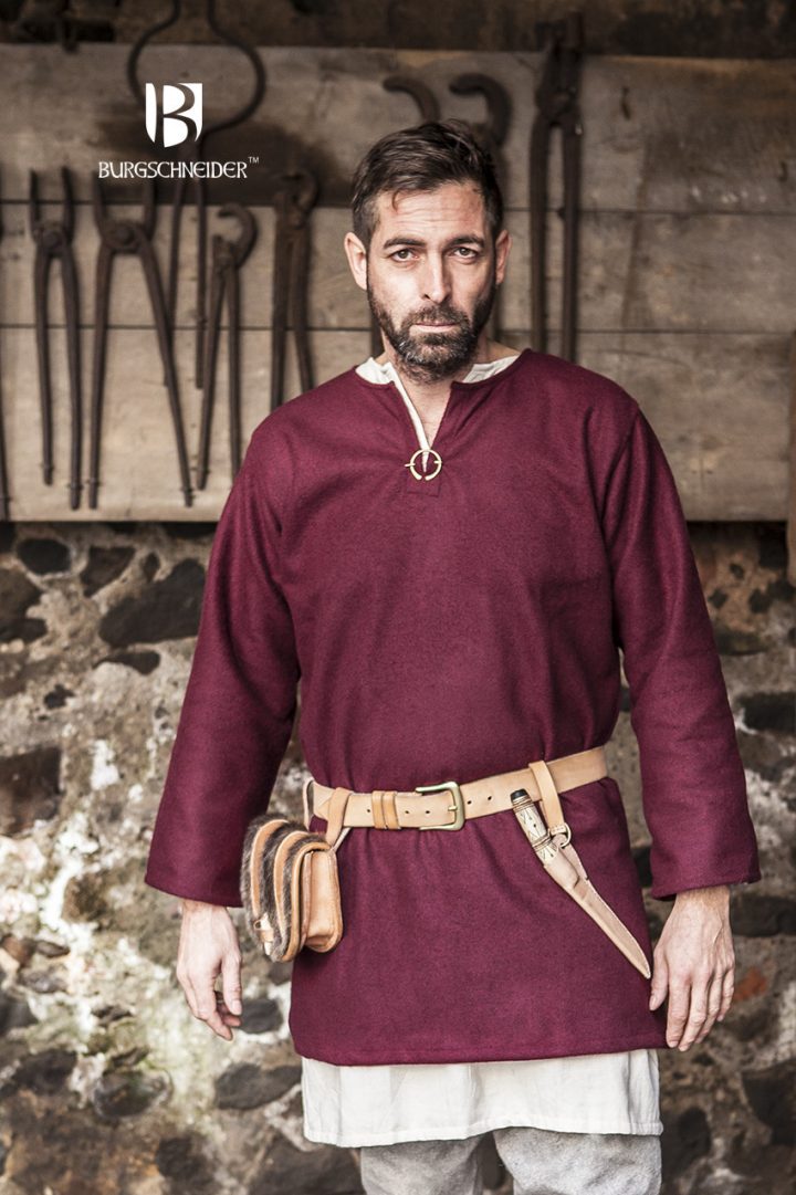 Viking Tuniek Lodin van Wol in Rood