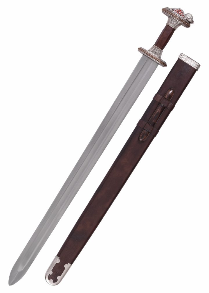 Scandinavisch Vendelzeit-zwaard met vertind messing gevest, inclusief schede