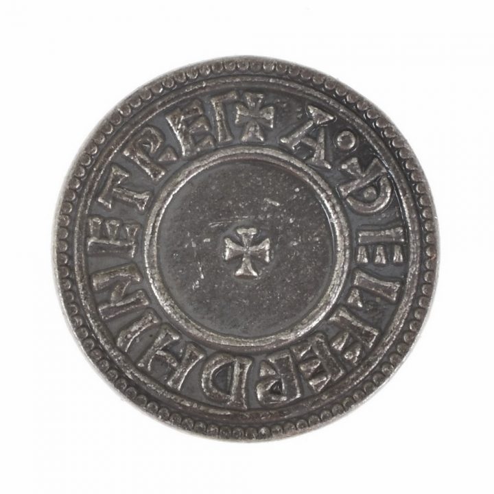 Wikinger-Münze mit Raben-Darstellung in Antik Silberfarbe