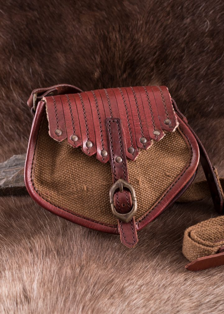 ​Tasche im Wikinger-Stil, Leder und Segeltuch.