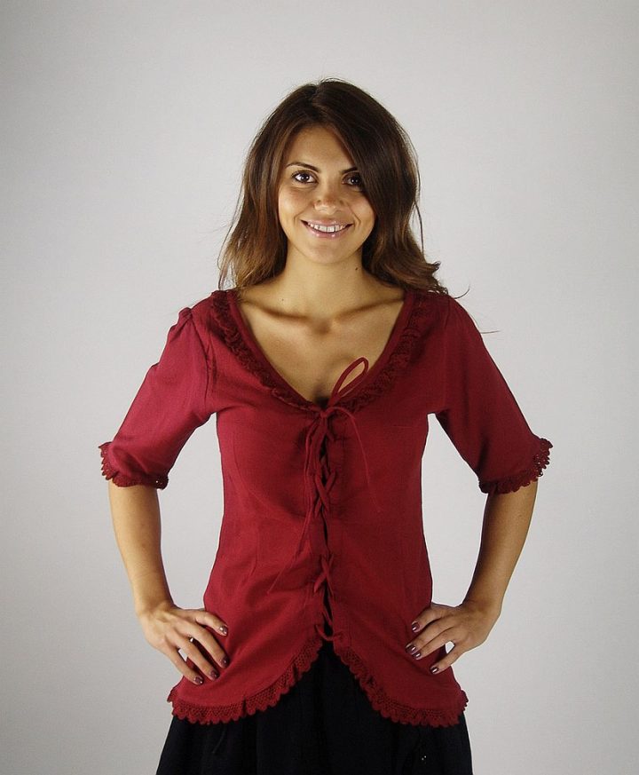 Middeleeuwse Dames Blouse in Rood