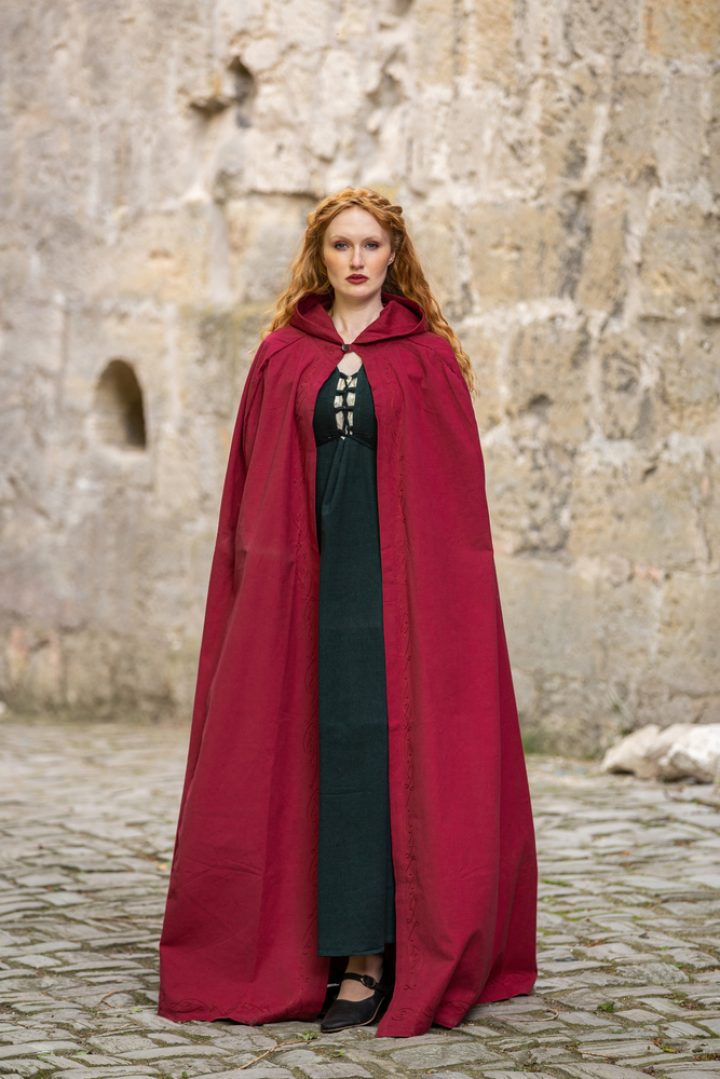 Middeleeuwse Katoenen Cape in Rood, 131 cm