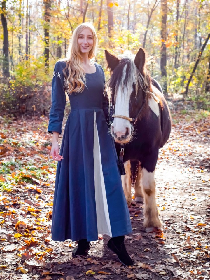 Mittelalterkleid Blau/Natur