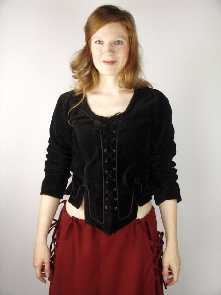 ​Middeleeuwse Dames Blouse in Zwart