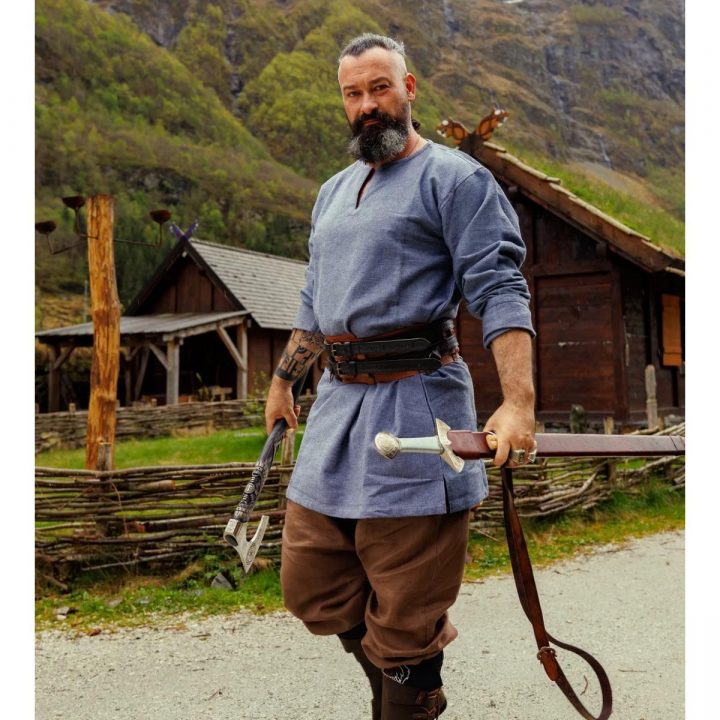 Viking Tuniek, Katoen in Blau/Grijs