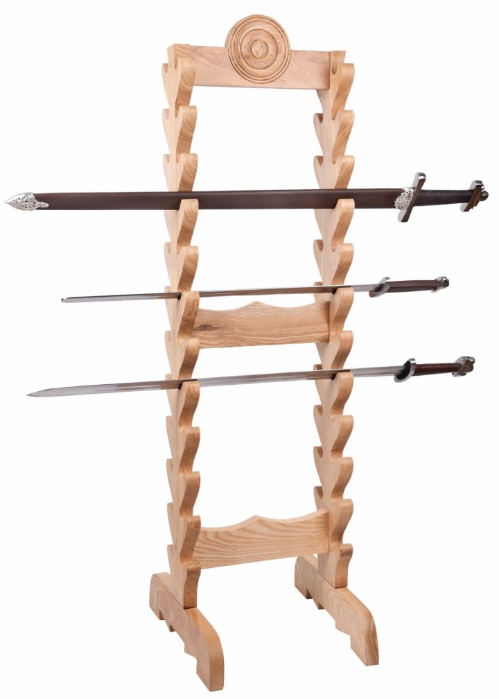 Schwertständer aus Holz für 24 Schwerter und Dolche