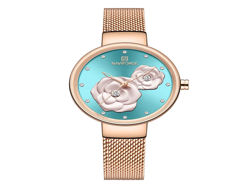 Women Watch NAVIFORCE Top Luxury Brand Steel Mesh Waterproof Ladies Watches Flower Quartz Female Wristwatch Charming Girl Clock - Image 9
