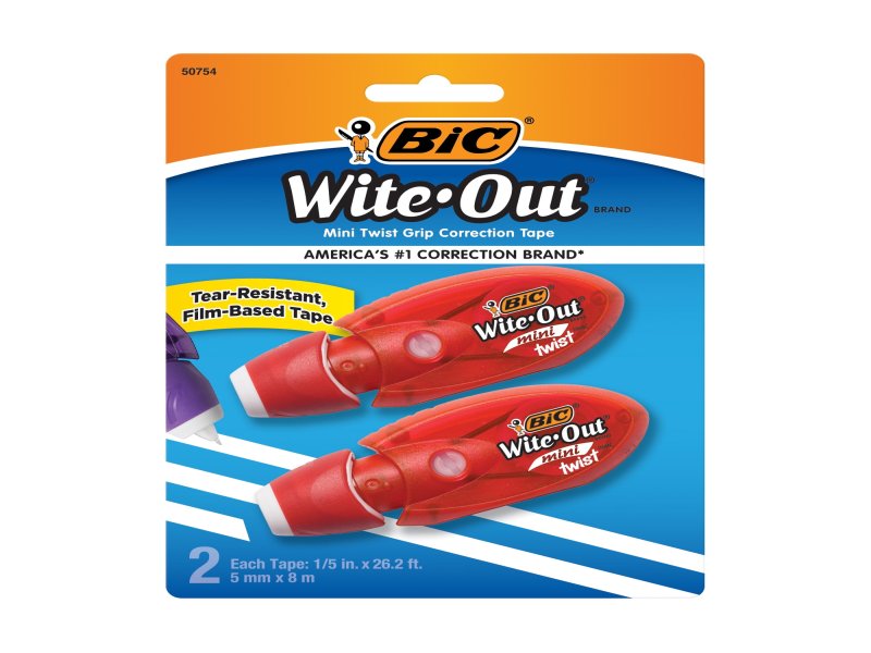 BIC Wite-Out Brand Mini Twist Correction Tape, White, 2 Count - Image 1