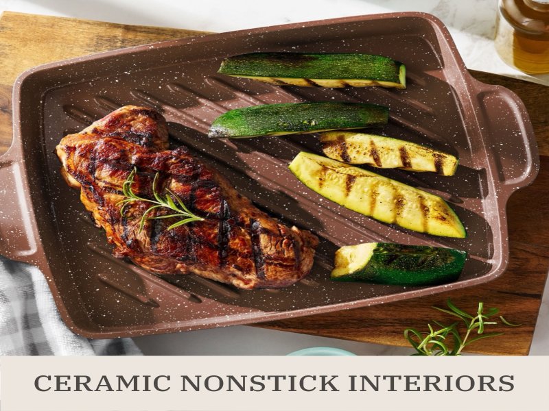 The Pioneer Woman 32-Piece Nonstick Cast Aluminum Cookware and Kitchen Utensil Set, Brown - Image 5