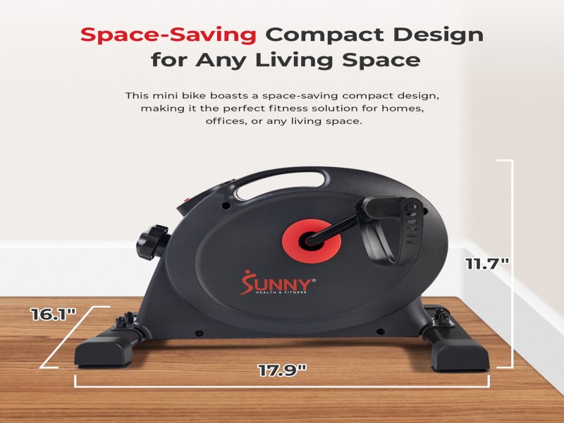 Sunny Health & Fitness SMART Low Profile Under Desk Smart Mini Pedal Exerciser For Leg & Arm w Free SunnyFit® App Membership - SF-B023005DGY - Image 3