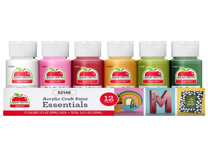 Apple Barrel Acrylic Craft Paint, Matte Finish, Essentials, 2 fl oz, 12 Pc - Image 1