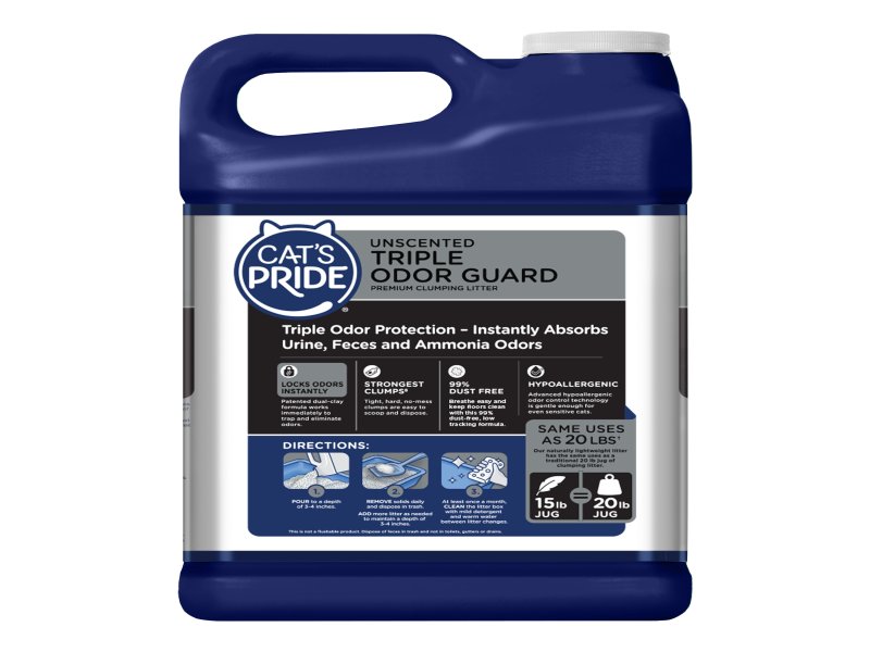 Cat's Pride Max Power Triple Odor Guard Unscented Clumping Cat Litter, 15 lb Jug - Image 6
