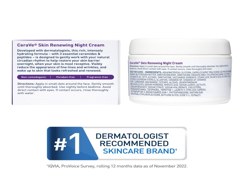 CeraVe Skin Renewing Face Night Cream with Peptide Complex & Hyaluronic Acid for All Skin Types, 1.7 oz - Image 6