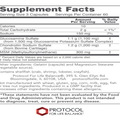 Protocol for Life Balance Glucosamine Chondroitin MSM - Joints - 180 Caps