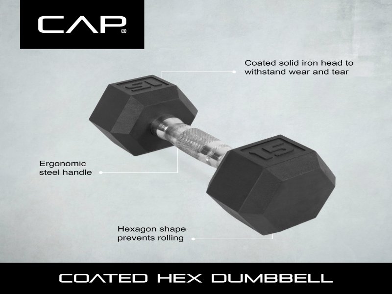 CAP Barbell, 35lb Coated Hex Dumbbell, Single - Image 5