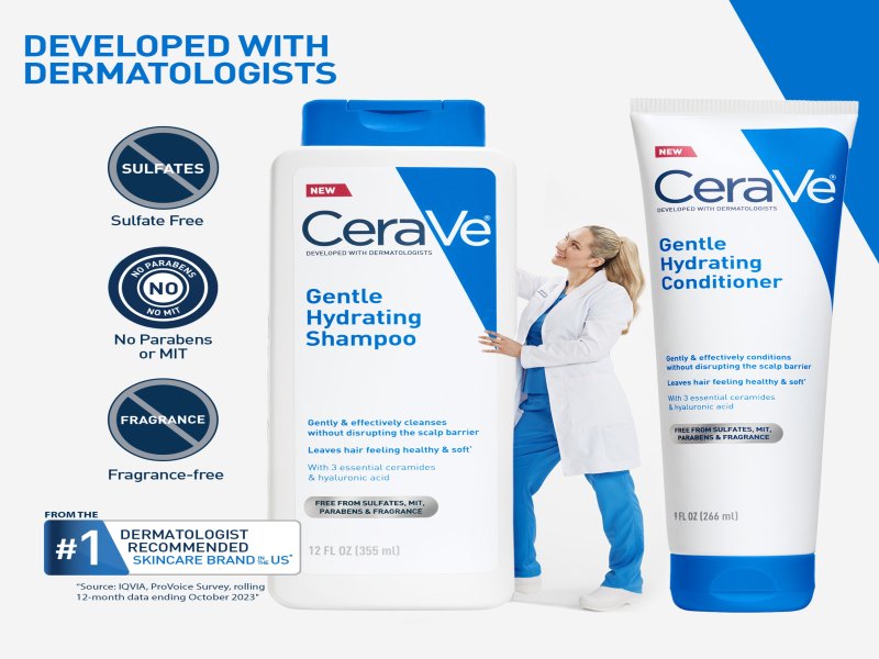 CeraVe Gentle Hydrating Shampoo for Normal to Dry Scalp & Hair 19 fl oz - Image 7