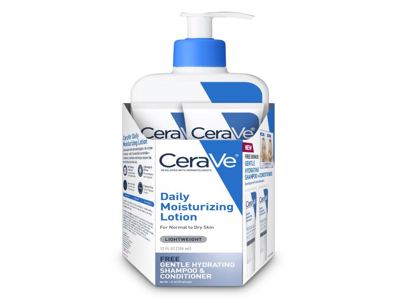 CeraVe Daily Moisturizing Lotion 12 oz, Gentle Hydrating Shampoo & Conditioner (2 x 1oz) - Image 3