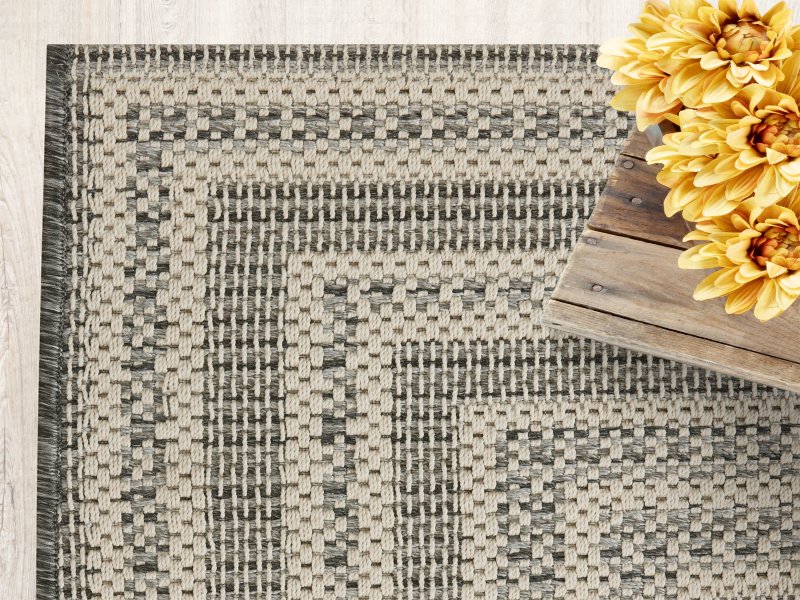 Better Homes & Gardens 7’x10’ Woven Gray Border Outdoor Rug - Image 5