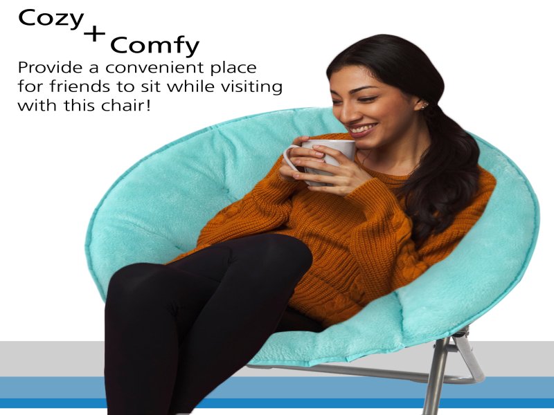 Mainstays Faux Fur Saucer Chair, Aqua - Image 4