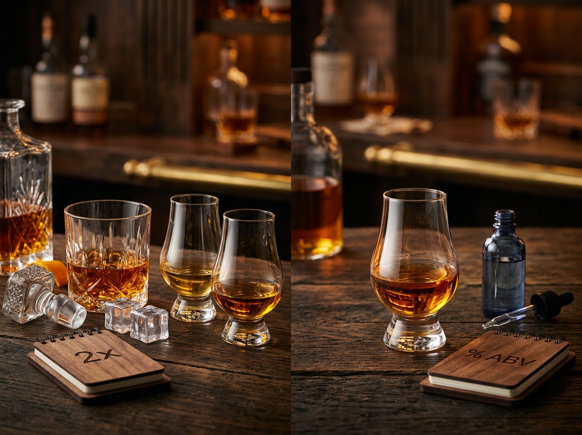 An infographic or side-by-side chart showing the simple math of US Proof (2x) vs ABV percentage.