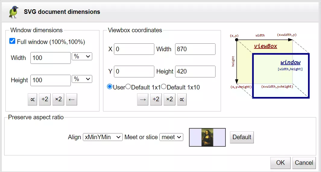 Document Dimensions dialog box