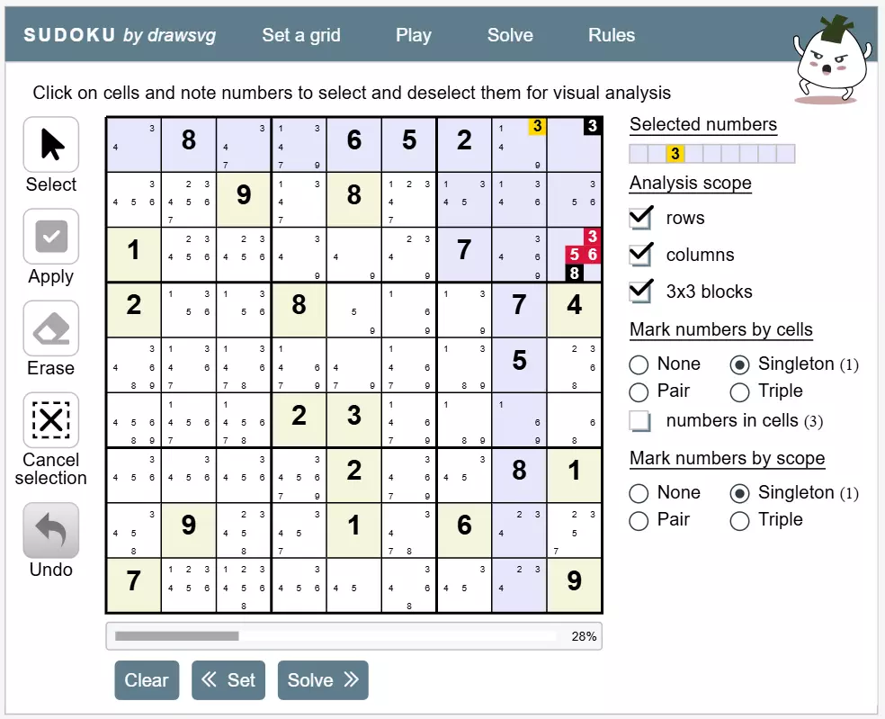 SUDOKU game by drawsvg