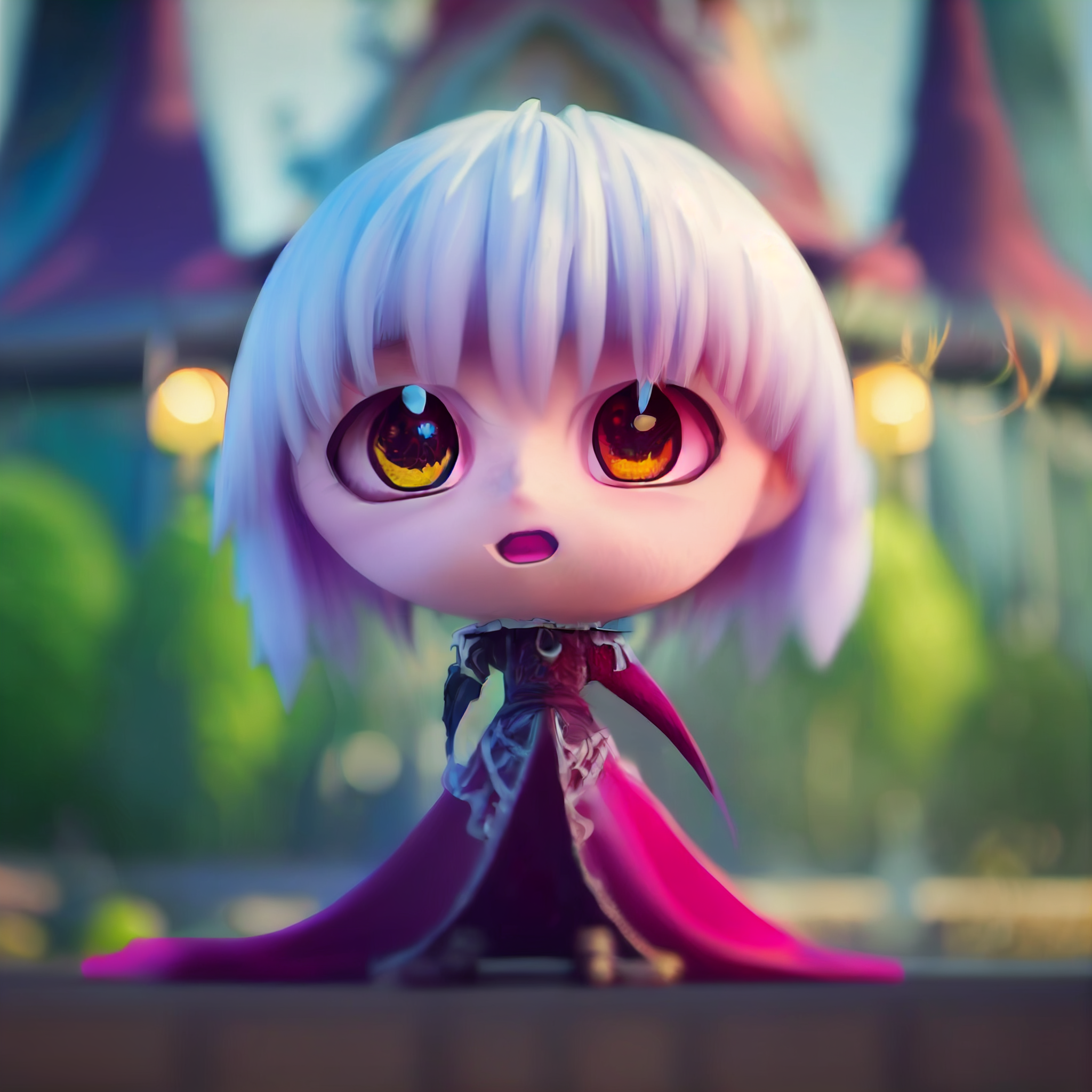 prompthunt: a cute chibi evil demon princess, Large anime style eyes,  studio Ghibli, pixar, disney, octane render, cinematic lighting, volumetric  light, sharp focus, FXAA, CGI, post processing, full-HD, 8k, unreal engine,  hyperrealistic