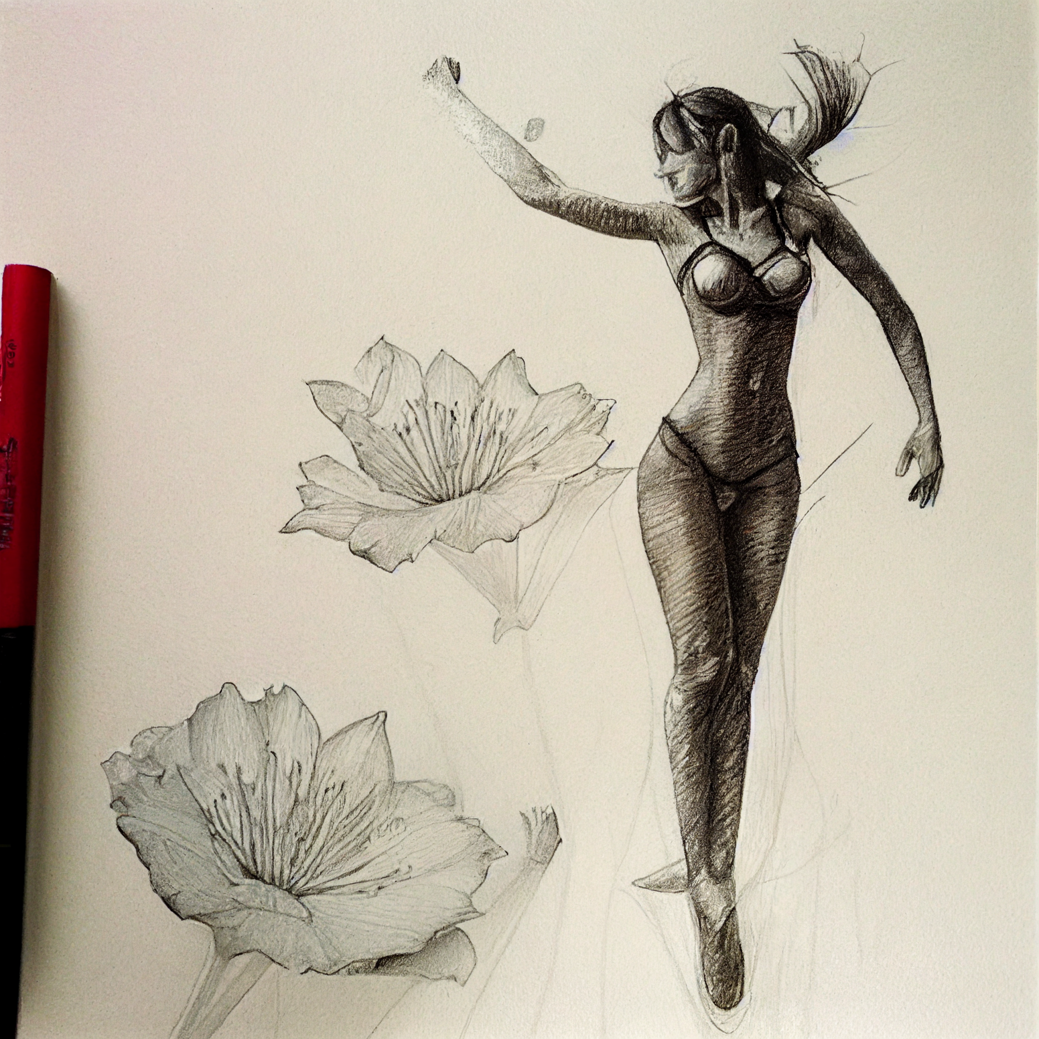 prompthunt: amazing stick figure drawing of a beautiful female pencil on  paper